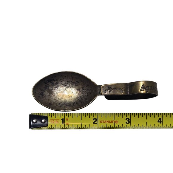 Vintage Curved Handle Baby Spoon Utensil Collectible Engraved Worn - Picture 2 of 16